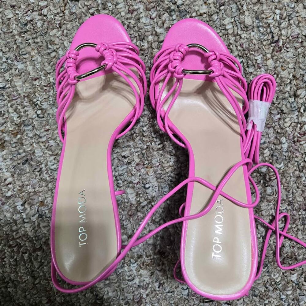 Top Moda strappy ankle-wrap high heels. Size 9. New